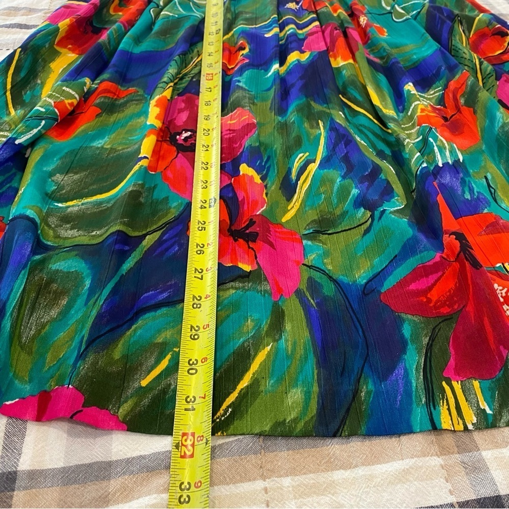 Vtg Alfred Dunner Floral Hawaiian Print Midi Skirt Size 18 Made in USA Floral - Picture 7 of 11